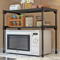 2-Tier Stainless Steel Microwave Oven Rack - Multipurpose Kitchen Storage Shelf with All-In-One Organizer