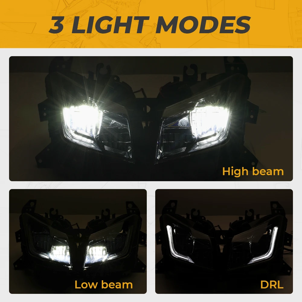 TMAX530 2015 2016 Headlight LED Headlamp Light Assembly Motorcycle Front Head Lights Waterproof TMAX 530 T MAX XP 530 Access