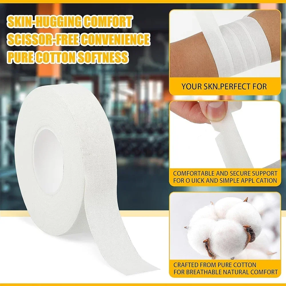 1/2/3Roll White Athletic Finger Tape - Foot Tape - No Sticky Residue & Easy to Tear - for Rock Climbing, Jiu-Jitsu, Grappling