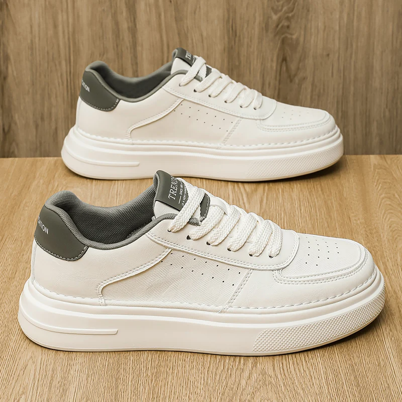 ​ حذاء بدون كعب للرجال الأكثر مبيعًا لعام 2025 - حذاء رياضي أبيض كلاسيكي، مسامي وممتص للصدمات، متين وغير قابل للانزلاق، مريح خفيف الوزن