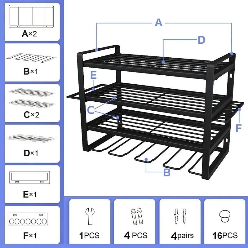 Power Tool Rack Electric Drill Holder Wall Mount Organizer Wrench Tool Workshop Screwdriver Storage Shelf Tool Organization