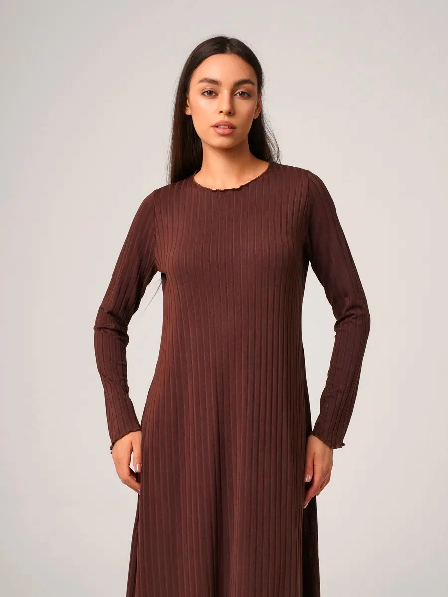 

Women's Fashion Knitted Fitted Long Sleeve Noodle Dress Female Trendy Casual Dress