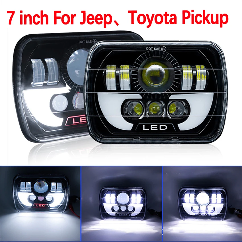 

Car Headlight 5x7 6x7 LED DRL Brightest For JEEP Toyota Pickup Truck Hi-Lo Beam Halo Car Light 30000LM 120W Car Accessories