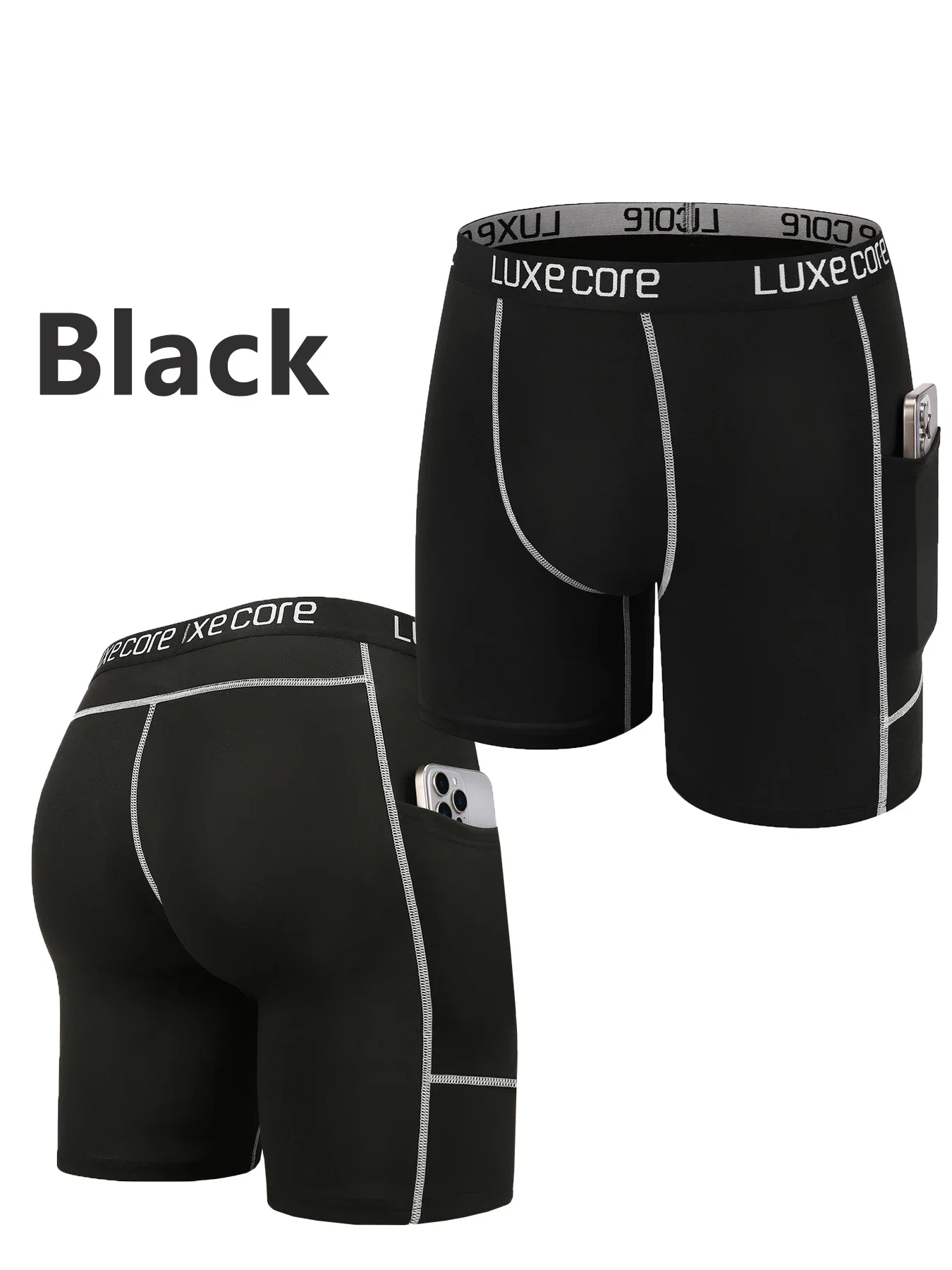 5-Piece Men's Long Pocket Underwear, Comfortable, Sporty Breathable Cycling Pants, Men's Daily Casual Underwear