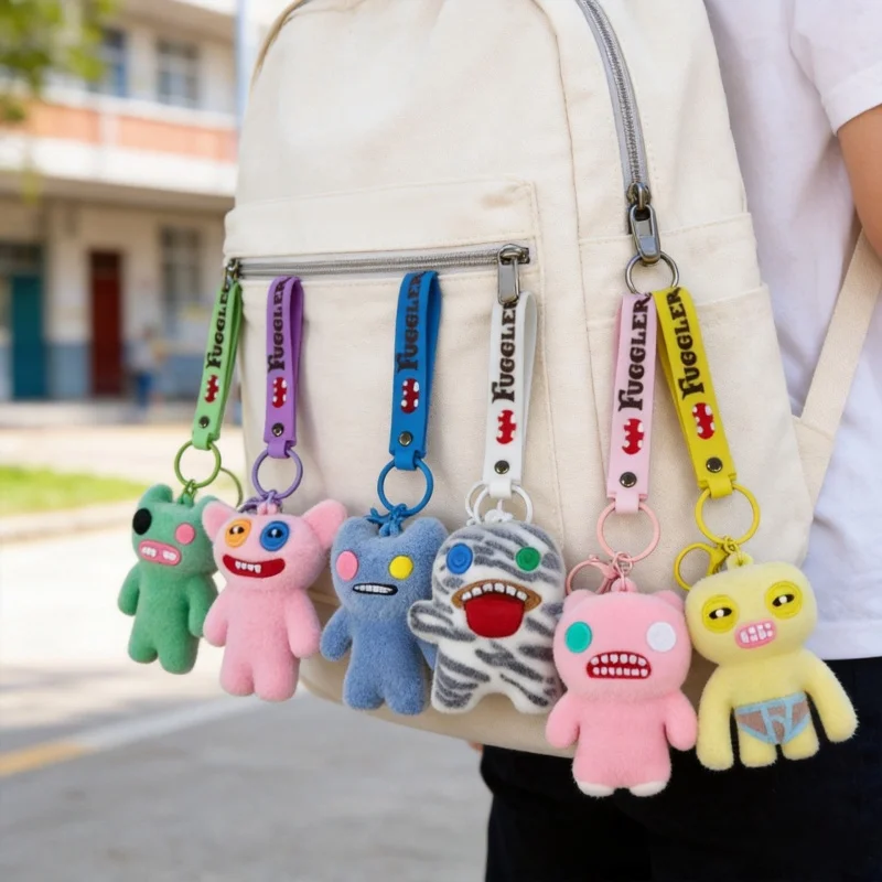 FUGGLER Cute Tooth Monster Anime Cartoon Creative Personalized Plush Keychain Doll Pendant Funny Tooth Doll Pendant Accessory - view 4