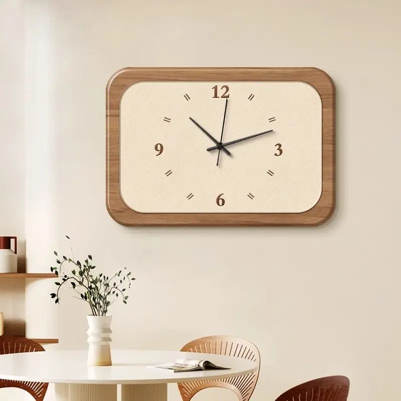 Log Style Clock Decorative Painting French Retro Dining Room Bedroom Horizontal Wall Hanging Clock Watch Home Decoration