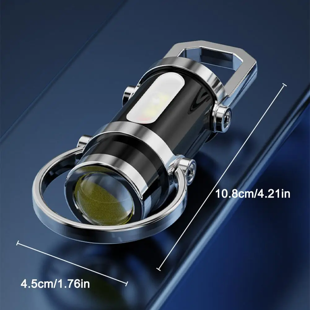 Powerful Mini COB LED Keychain Flashlight USB Rechargeable Hanging Work Light Waterproof Keyring Camping Walking Pocket Lamp