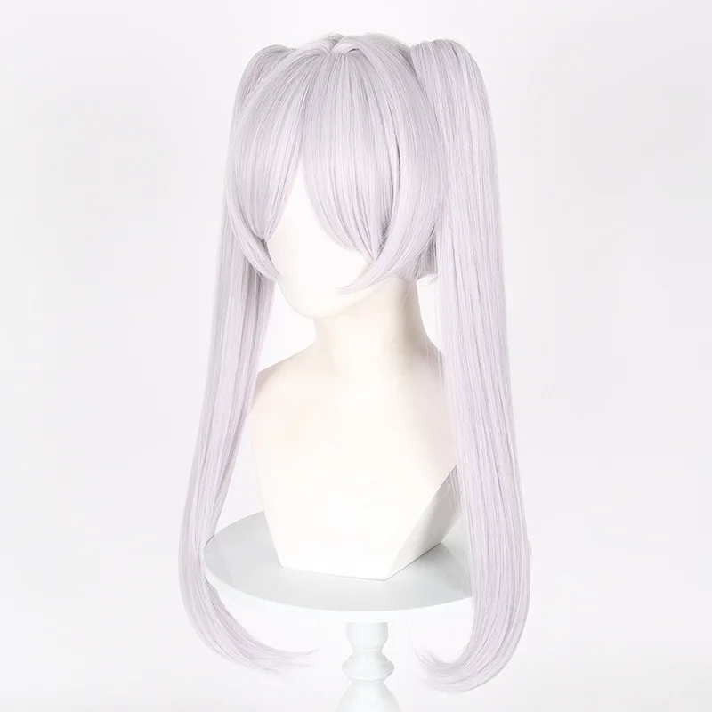 Frieren cosplay Wig Fiber Synthetic wig Anime Sousou no Frieren at the Funeral Silver gray double ponytail long hair