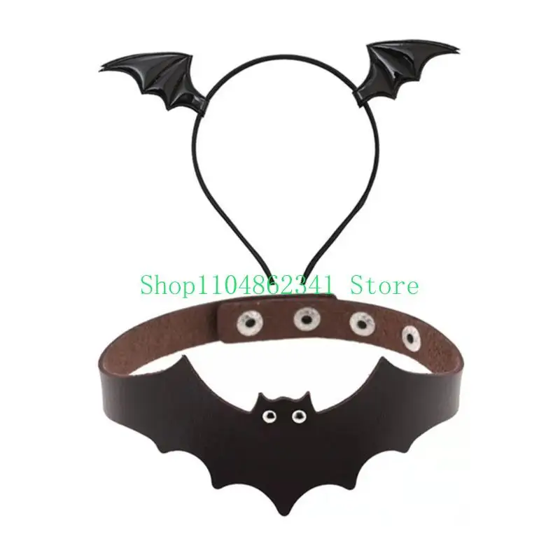 5ASD Cartoon Bat Wing Wing Hair Clip Clip Bat Set Set Halloween Hair Prop