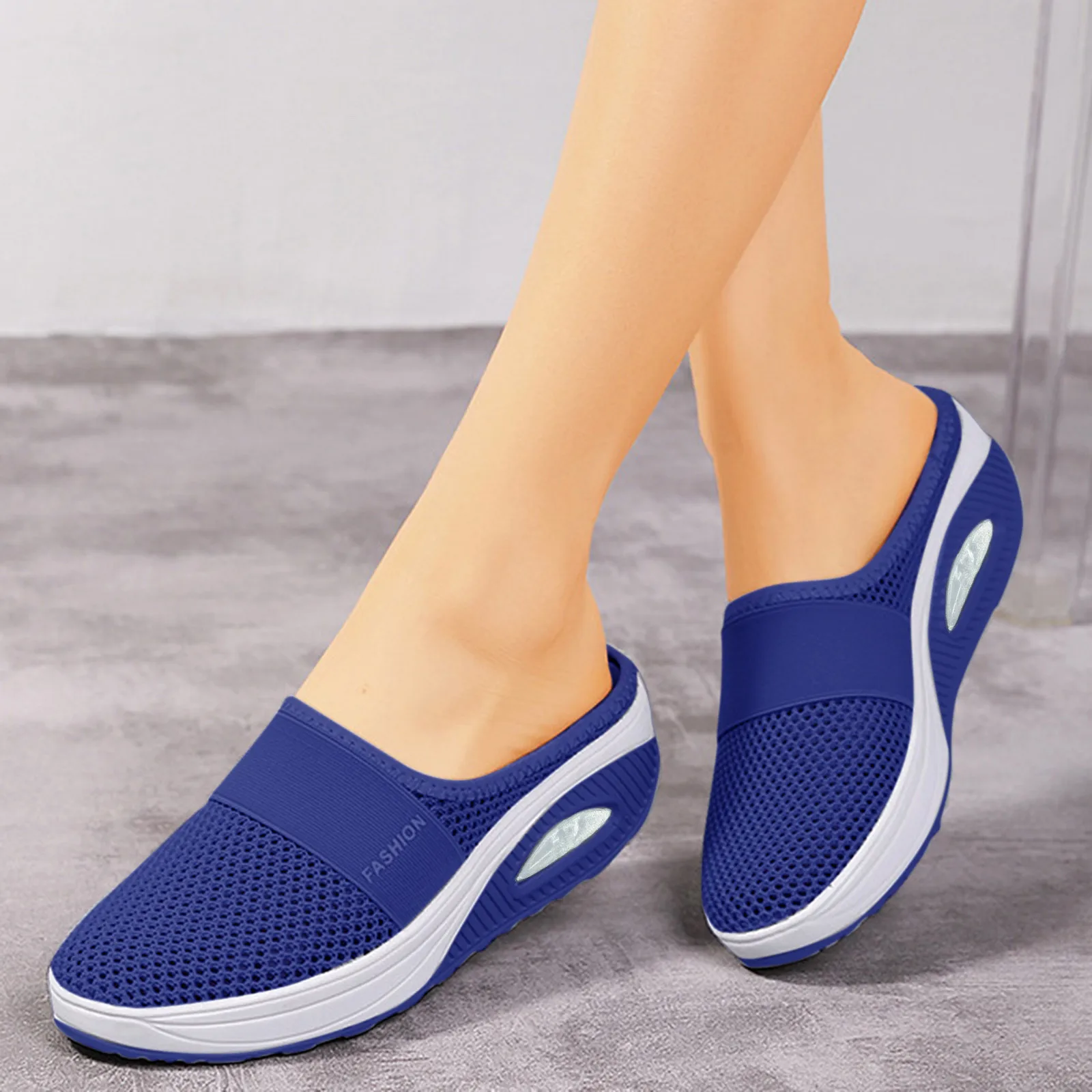 Air Cushion Slip-On Women Walking Shoes Orthopedic Diabetic Ladies Platform Mules Mesh Lightweight Slippers Wedge Female Sneaker