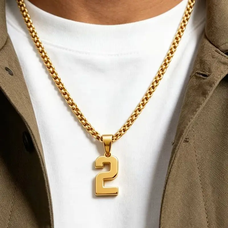 Customized Items Sporty Style Necklace For Man Custom Number Personalized Stainless Steel Necklace Jewelry Gifts For Birthday