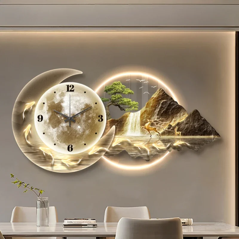 Night Light Led Wall Clocks Aesthetic Bedroom Art Luminous Living Room Wall Clock Modern Design Luxury Reloj Pared Home Decor