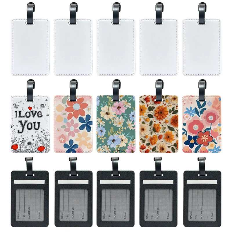 Wholesale 50pcs Custom High Quality Heat Transfer Blank Sublimation Pu Leather Baggage Tag With Logo Personalized Printing S3