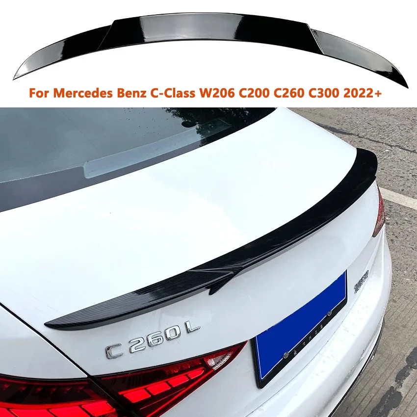 

For Mercedes Benz C-Class W206 C200 C260 C300 2022+ Babos Car Rear Trunk Spoiler Wing Lip Carbon Fiber ABS Tail Splitter Protect