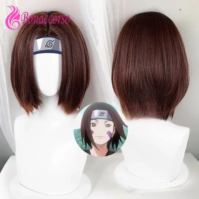 Peruka Cosplay HOKAGE NINJA Nohara Rin Syntetyczna Krótka Prosta Peruka Anime Coser Śliczna Dziewczyna Włókno Odporne na Ciepło Wysokiej Jakości Peruka