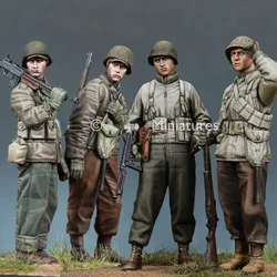 1/35 Scale WW2 US Infantry Four-Person Collection Resin Figure Assembly Model Kit Hobby Diorama Toy Unassembled and Unpainted