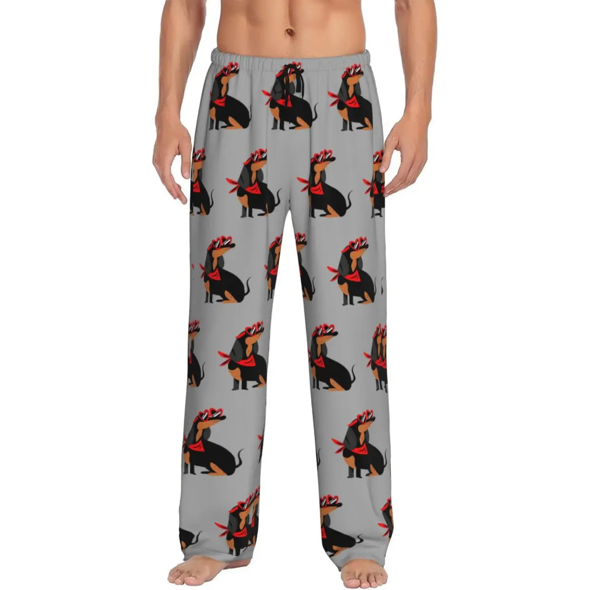 

Custom Dachshund Dog Pajama Pants Sleepwear Men's Elastic Waistband Sausage Dogs Sleep Lounge Bottoms with Pockets