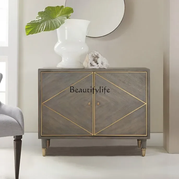 

yj9American postmodern light luxury dining side cabinet storage wine cabinet solid wood neoclassical retro