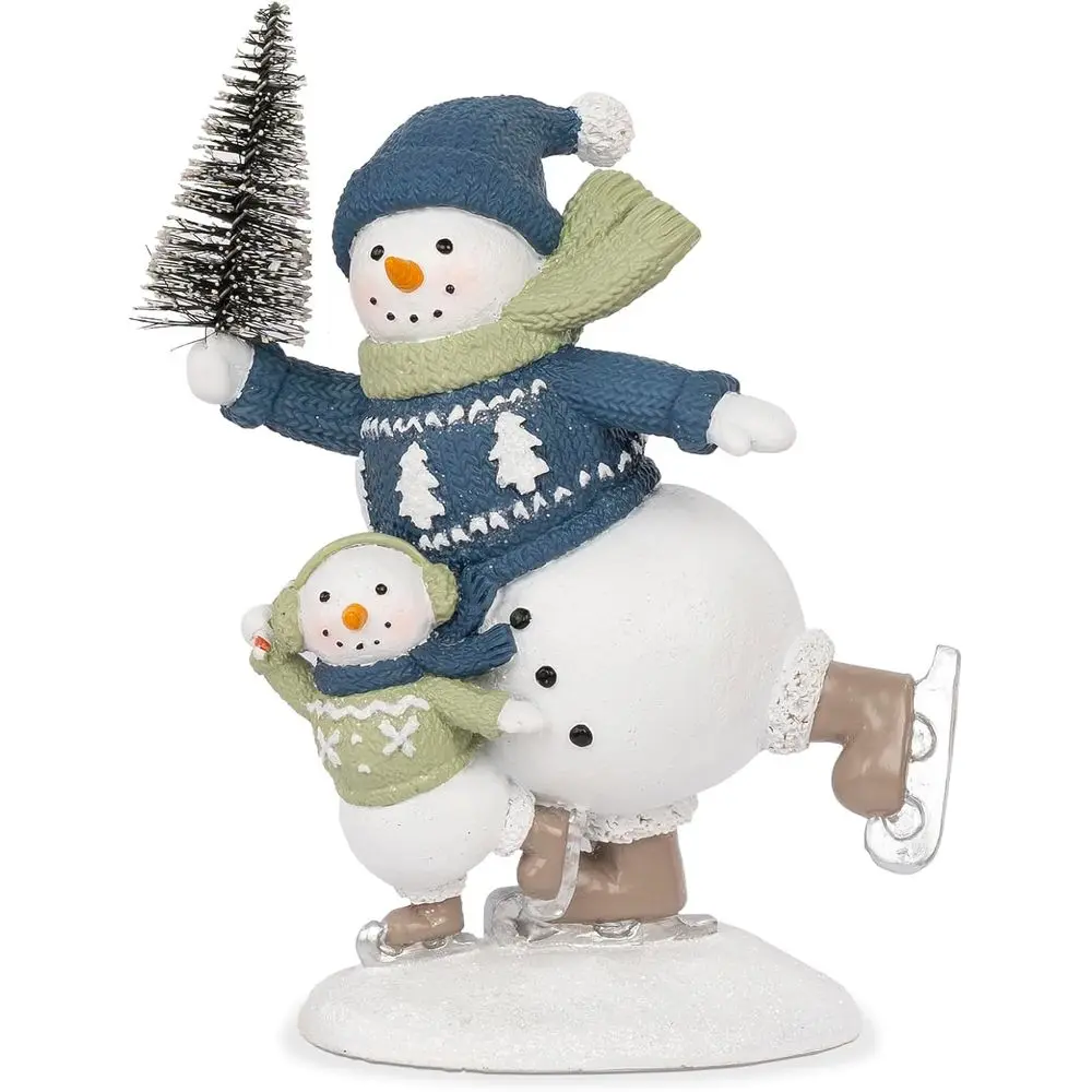 

9 Skating Snowmen Christmas Figurine with Tree