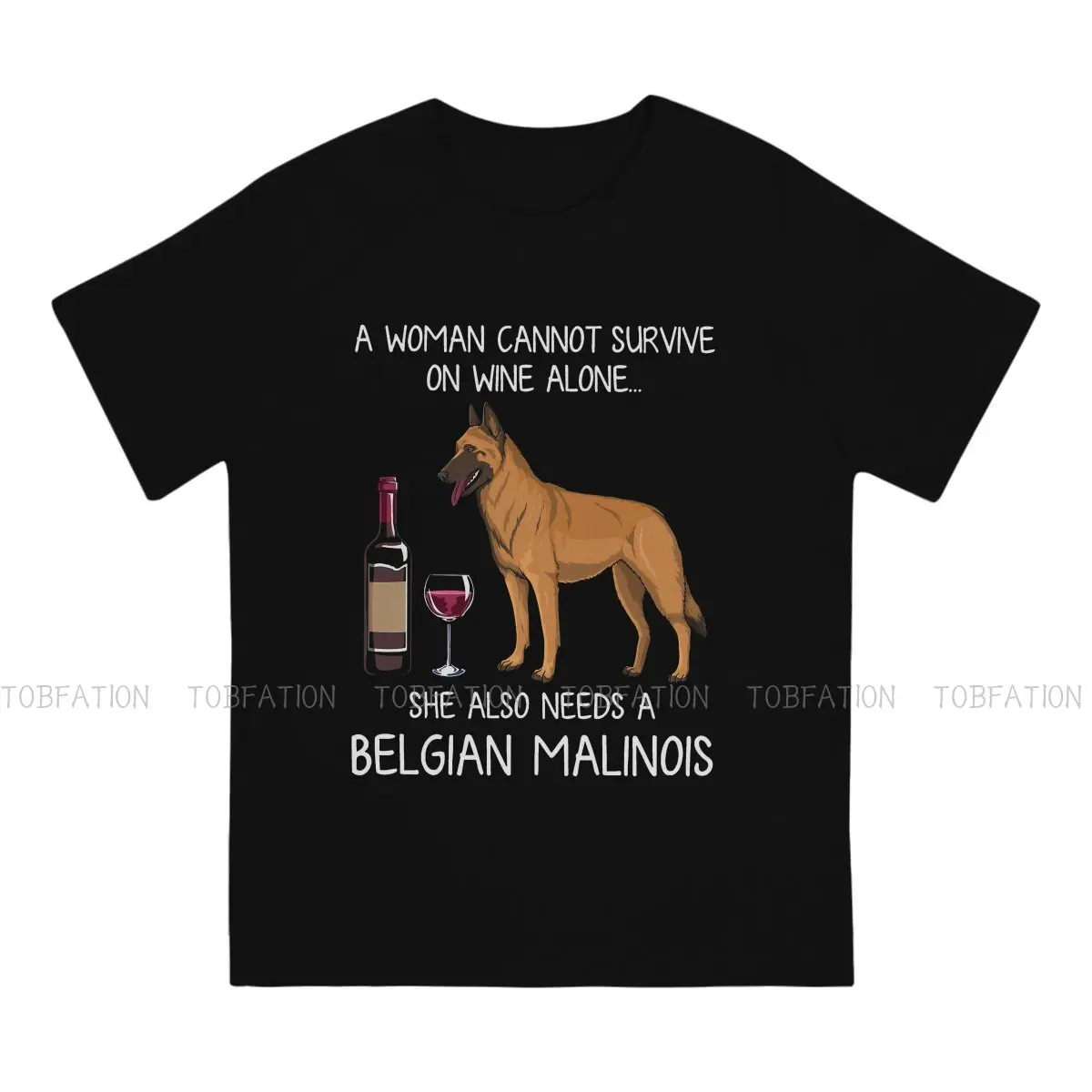 Malinois And Wine Funny Belgian Dog T Shirt Vintage Punk Loose O-Neck TShirt Top sell  Harajuku Men's Clothes