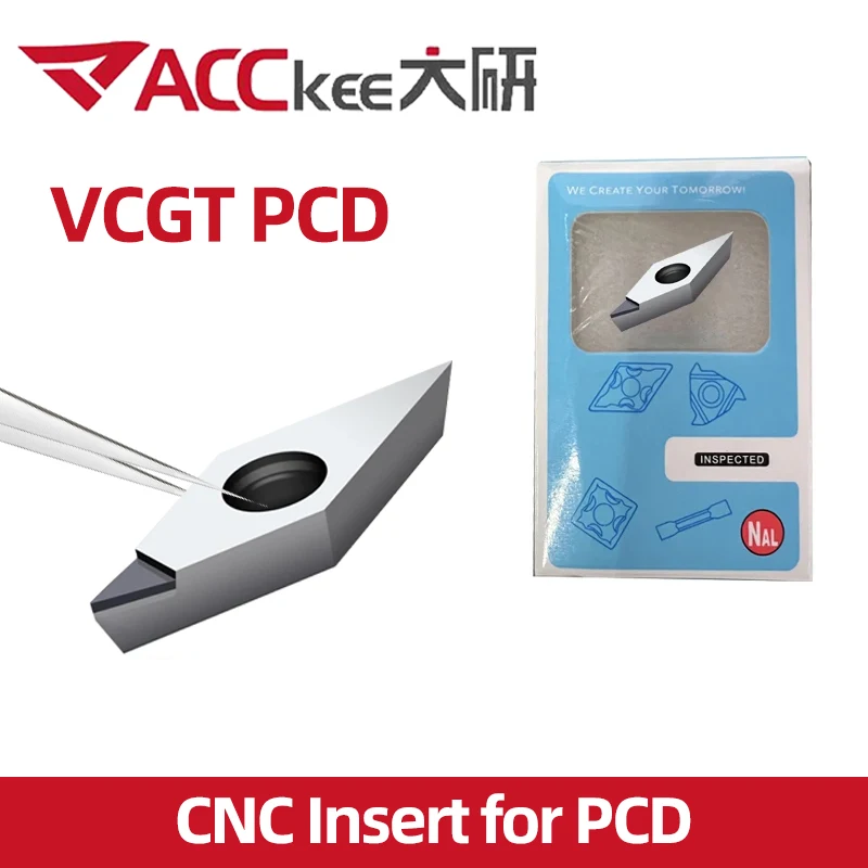ACCKEE VCGT110302 VCGT110304 Wkładka diamentowa VCGT110302110304 Frez trzpieniowy PCD ze stopu aluminium Tokarka CNC z węglików spiekanych miedź