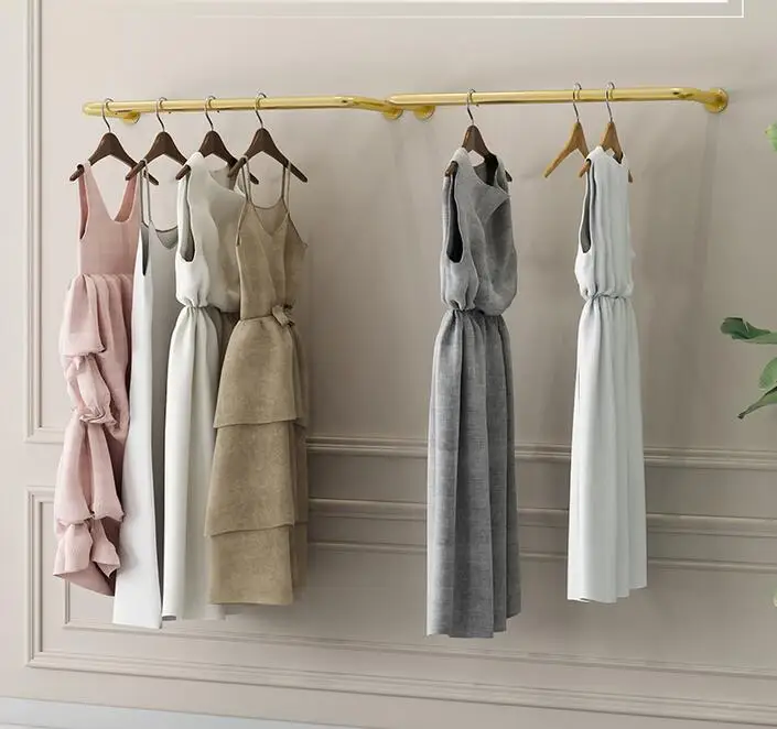 Clothes shop display rack ceiling wall wedding dress hanger dress hanger women\'s shop hanging clothes pole rack