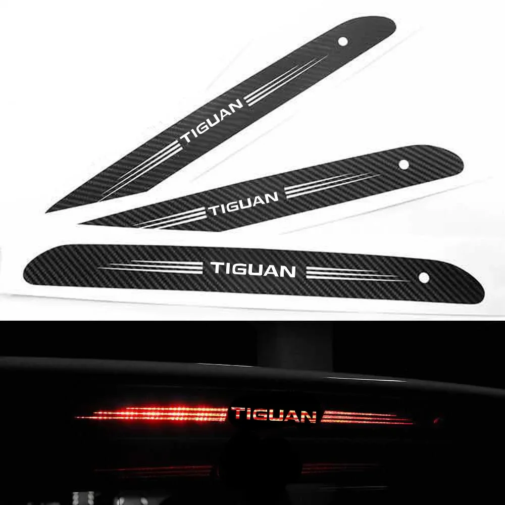 Carbon Fiber Car Braking Lamp Stickers Styling for VW Tiguan Badge High Positioned Rear Brake Lights Cover Decals Accessories