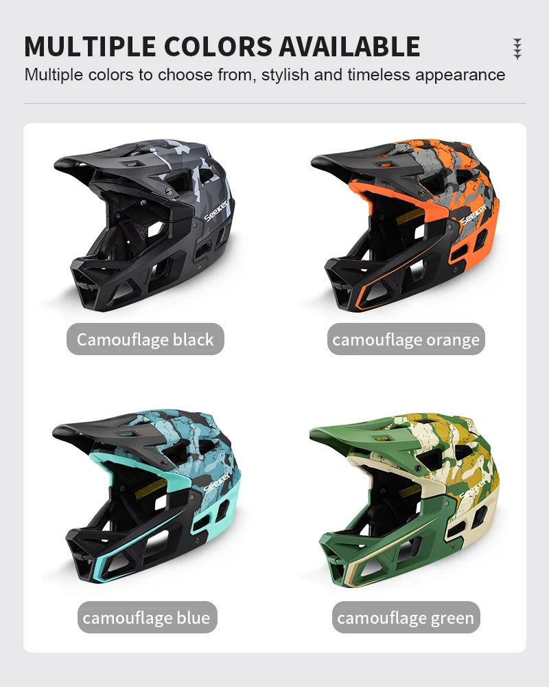 UMUSEEKER Tarnfarbener Vollgesichts-Mountainbike-Helm Offroad-Reitschutzhelm Downhill Outdoor-Sport Schutzausrüstung – Detail 2