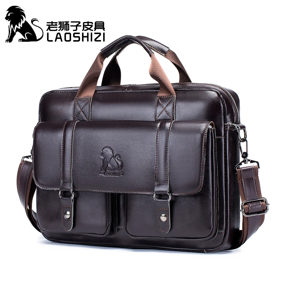 New 100% genuine leather Men\'s briefcase laptop bag large capacity business handbag casual shoulder crossbody bags messenger bag