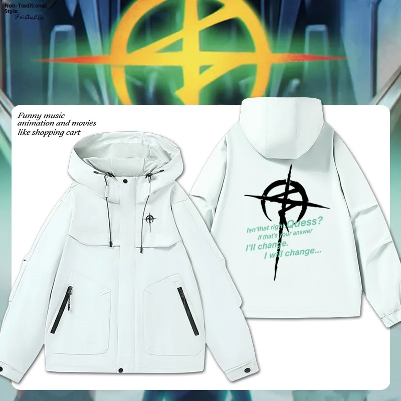 

Mobile Suit Flaing Hasevi ex Hooded Jaet Men's Casual Sle Polyester Fiber Long Sve Zipper Coat