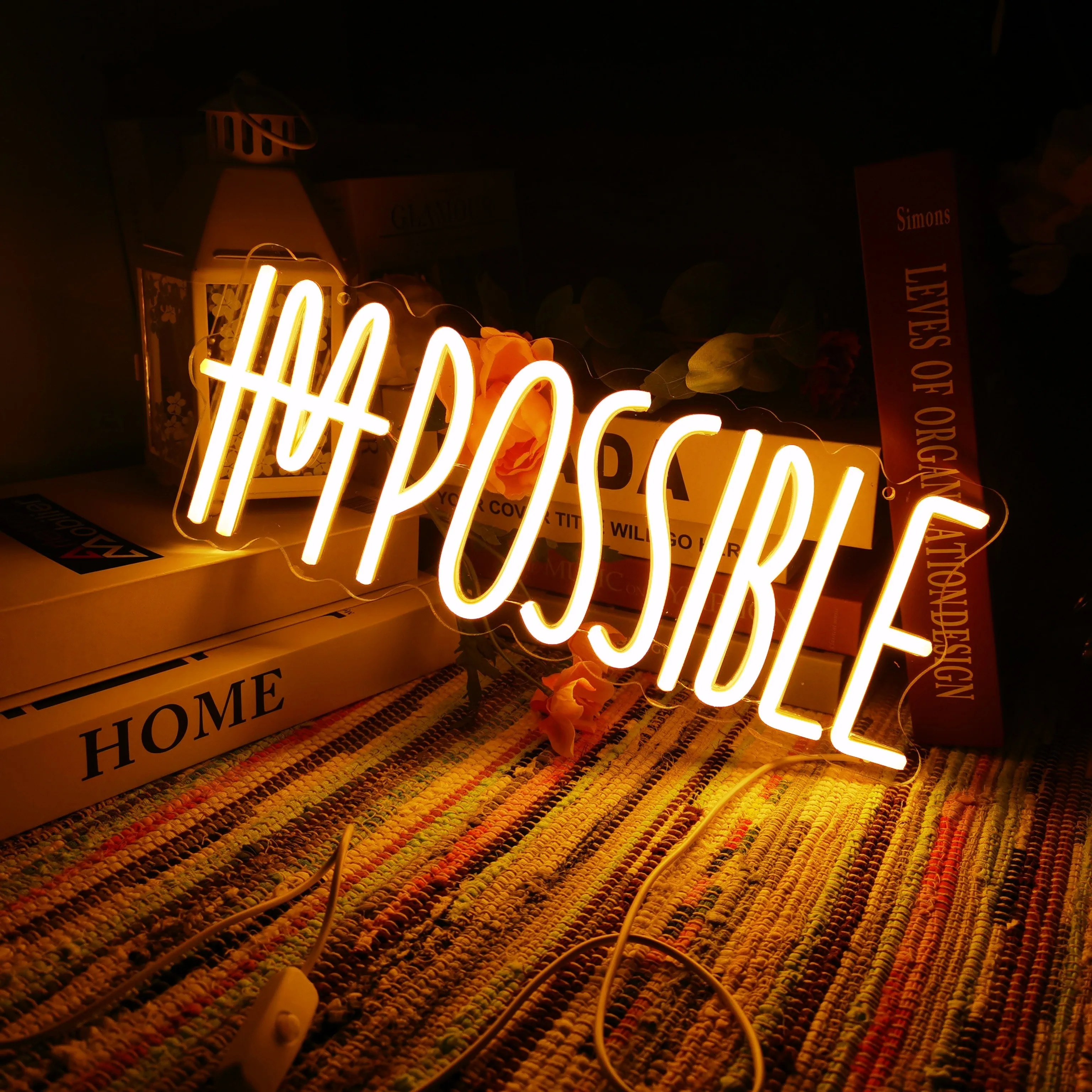 I\'M POSSIBLE LED Neon Sign For Wall Decor,Light Up Signs For Wall Decor,LED Neon Light Sign For Bedroom,Gym Room Wall Decor