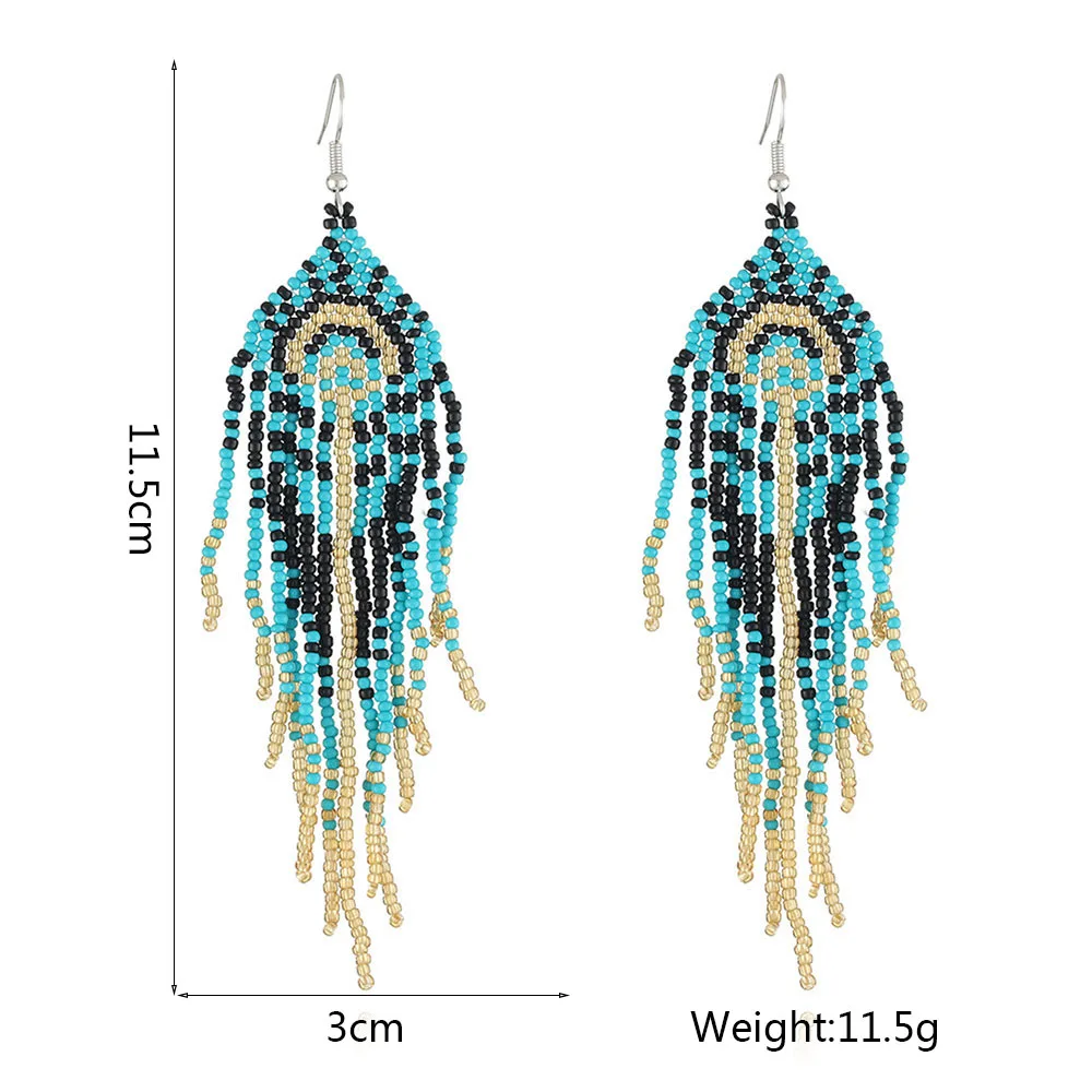 New Arrival Bohemian Women\'s Jewelry Accessories Vintage Handmade Beads Boho Beaded Tassel Long Hanging Earrings for Women 2022