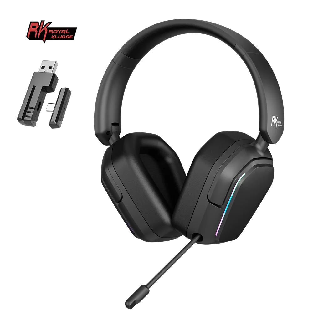 

Беспроводные Bluetooth-наушники RK ROYAL KLUDGE HG101 с 40-мм динамиком, объемным звуком 7.1, RGB-подсветкой, трехрежимным микрофоном, складные, 1000 мАч