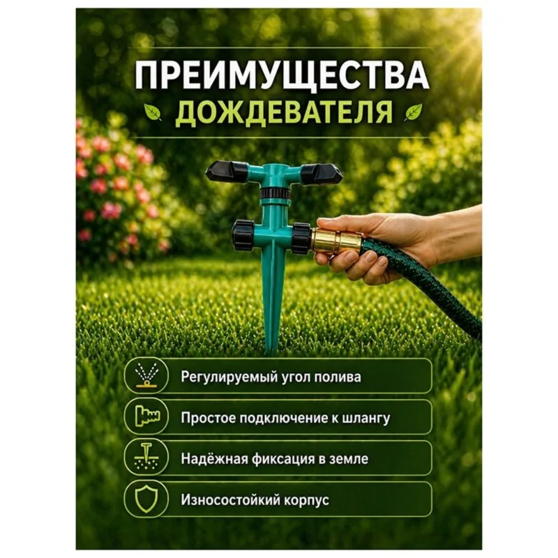A93E-Sprinkler & Sprayer Efficient Watering Solution For Gardens 3 Nozzles 6M Coverage Durable Plastic For All Plants