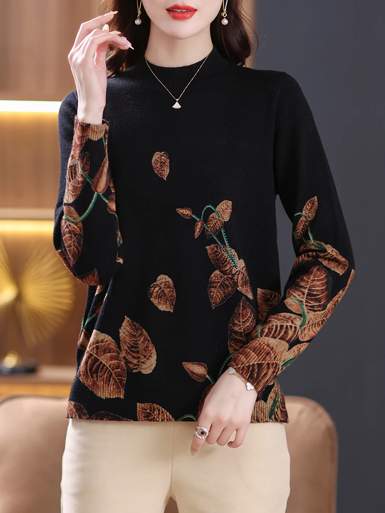 

Print Sweaters 2025 Autumn Spring Soft O Neck Knit Pullover Pulls Femme Korean Fashion Casual Jumper Long Sleeve Women Sweater
