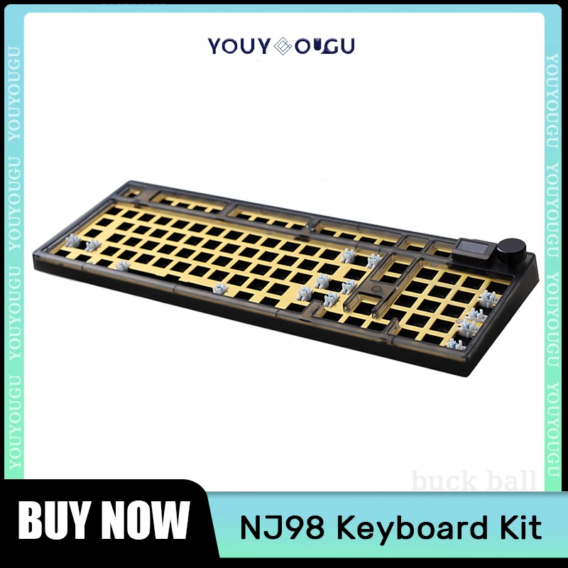 

Keydous NJ98 Wireless Mechanical Keyboard Kits 3 Mode Aluminum Brass With Knob Screen Hot Swap Gamer Mechanical Keyboards For PC