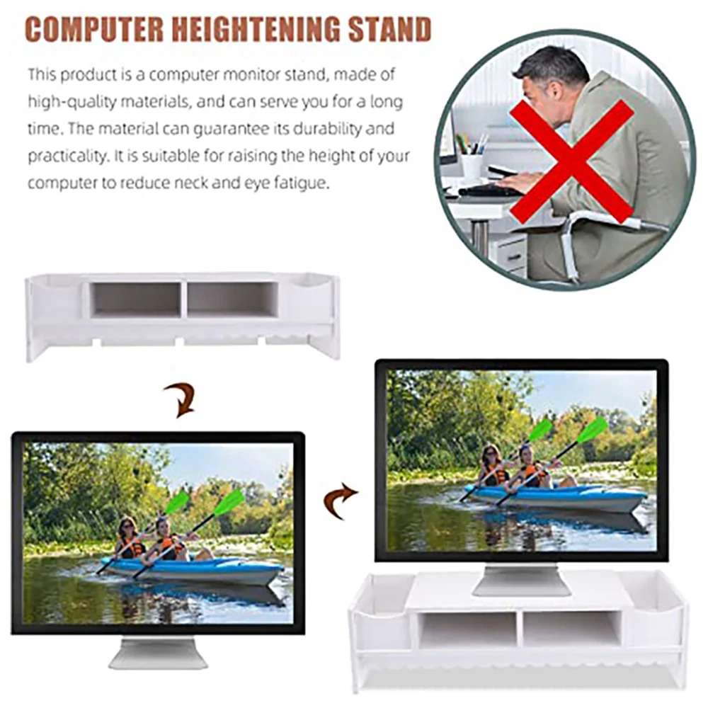 Estante elevado de Monitor para ordenador portátil, organizador de teclado, almacenamiento de escritorio, impresoras, A