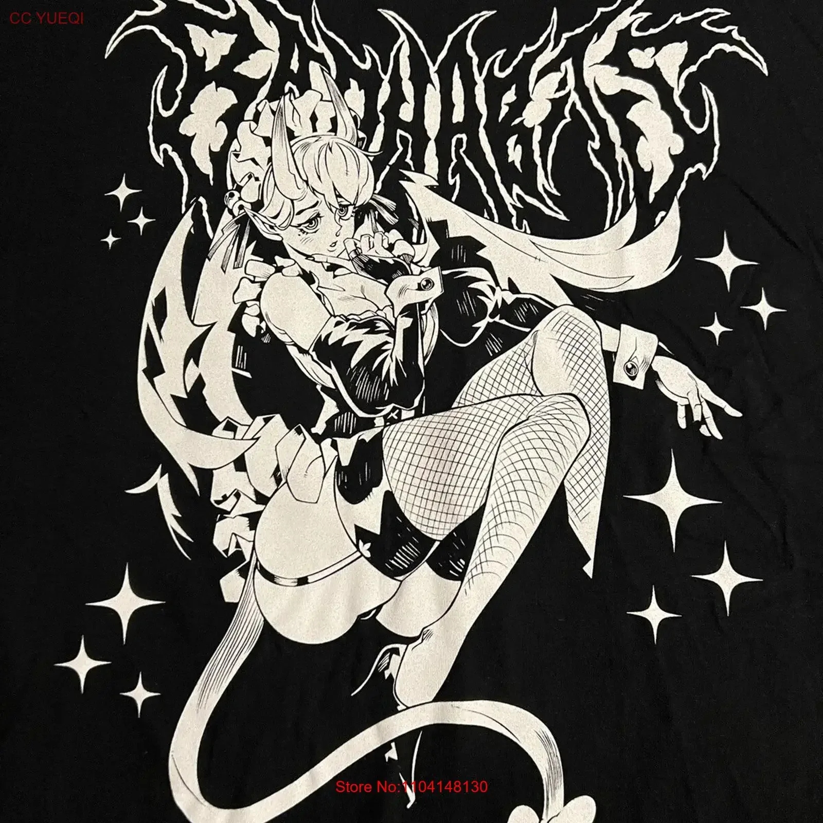 Rare Bad Habits Anime Devil Girl Waifu 2XL T Shirt vintage Washed Breathable homme fashion Comfortable Slightly Casual Stylish