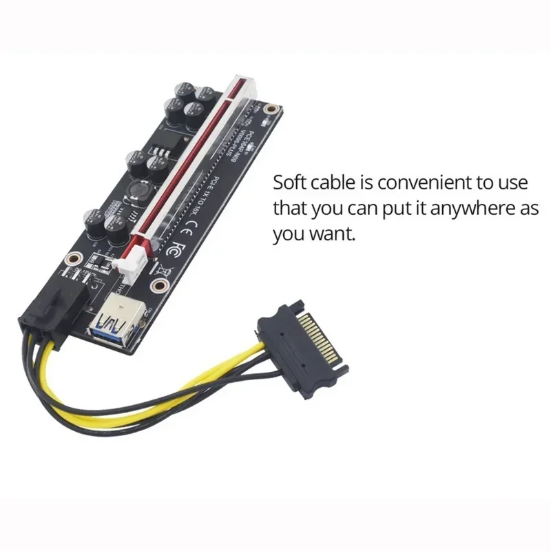 PCI Express 1X To 16X Extender, USB 3.0 Cable, PCIe Adapter for GPU Graphics Card, 30CM 60CM 100CM, Ver009SPlus, Riser Card