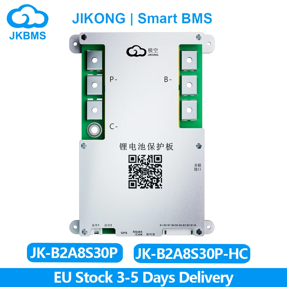 

JK BMS B2A8S30P Smart BMS with RS485 BT Heat CAN 3S 4S 5S 6S 7S 8S 12V 24V 2A Active Balance BMS for Li-ion Lifepo4 Lto Battery