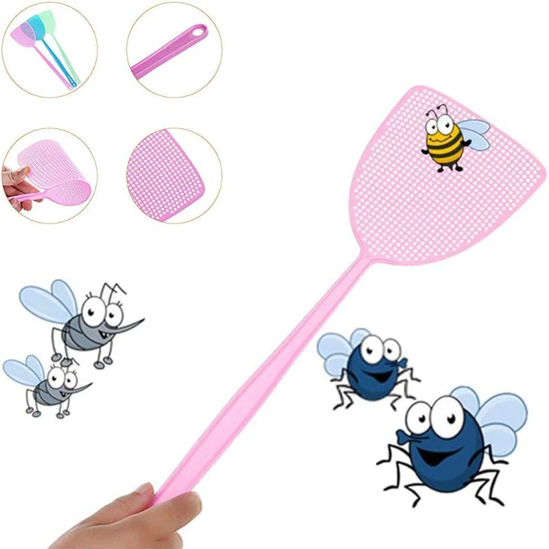 5pcsLong Handle Plastic Fly Swatter Mosquito Killer Manual Pest Control Insect Repellent for Home Garden Kitchen