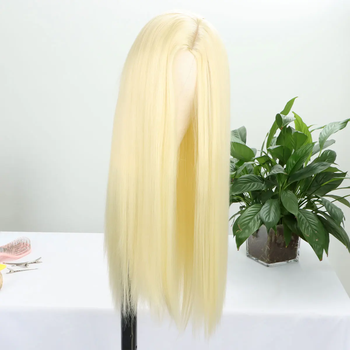 Natural HairLong Straight Blonde 613 Synthetic Wigs Hight Density for Women Light Golden Hairline Lace Front Wig Daily Party Use