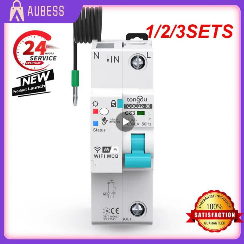 1/2/3SETS 1p Circuit Breaker Remote Control 63a Wifi 63a Measurement Switch Tuya Mcb Breaker Work With Alexa Home Ifttt