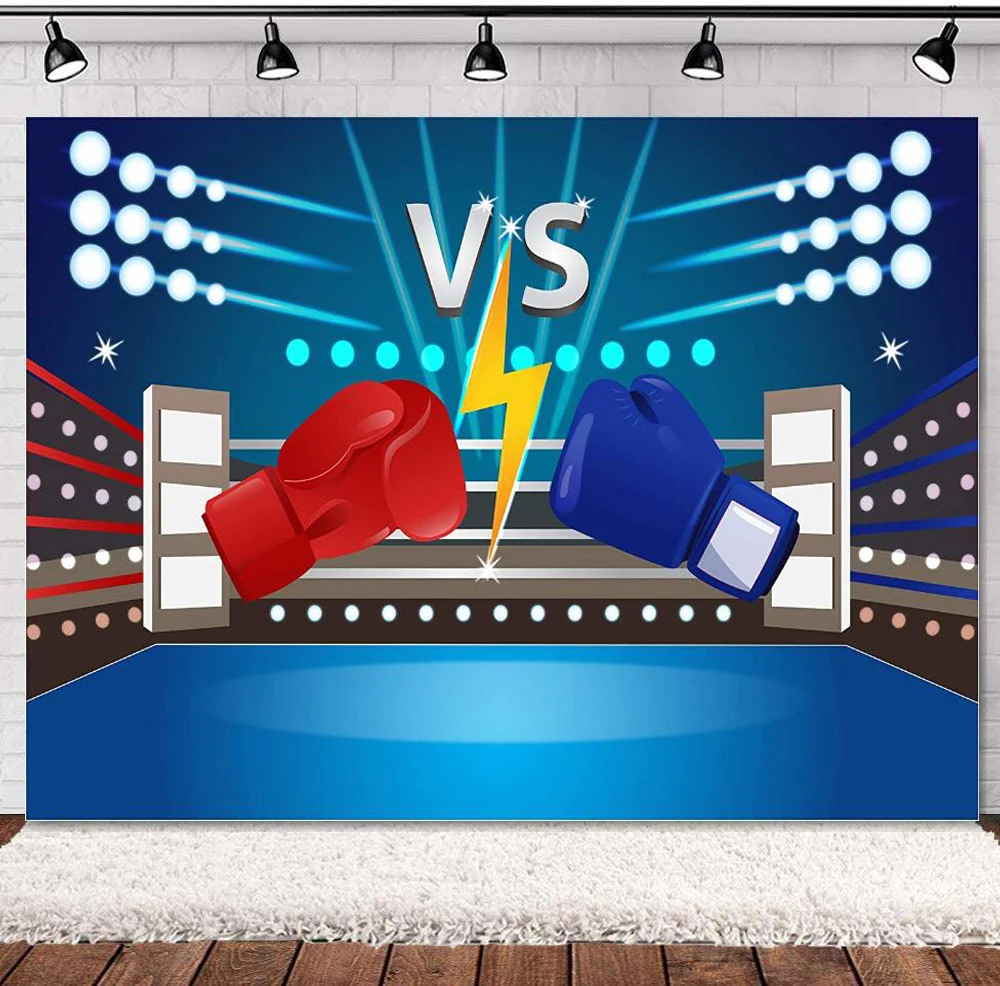 Red And Blue Boxing Glove VS Photography Backdrop Boxing Ring Background For Party Photo Studio Props Banner Poster