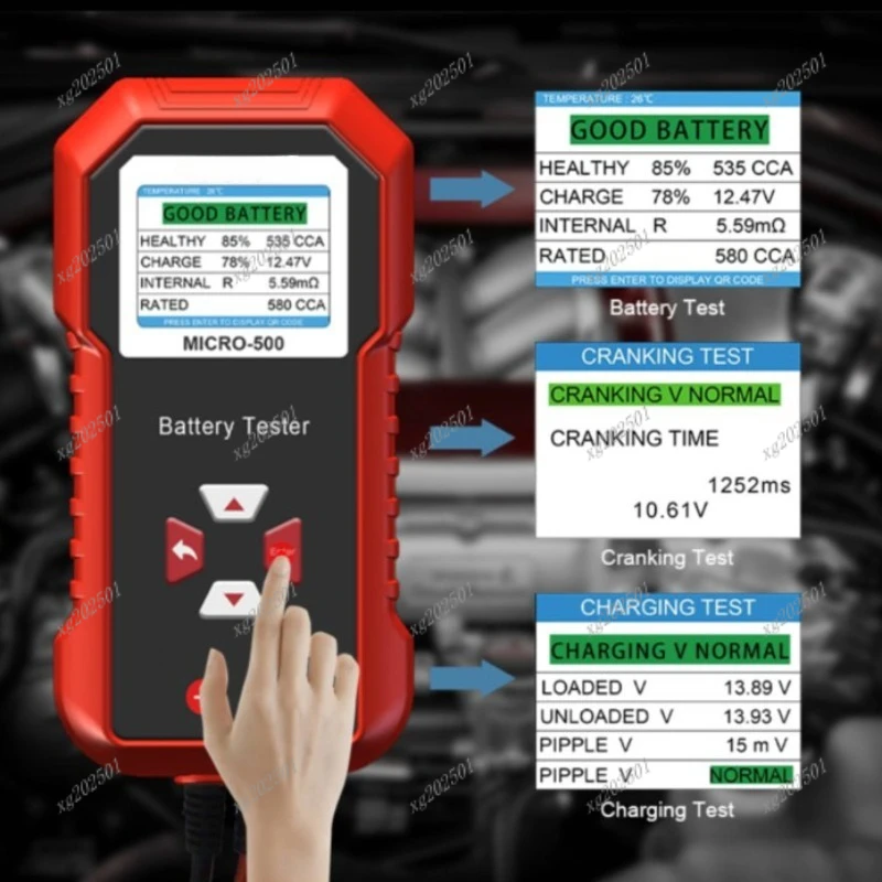 Micro-500 Car Battery Health Check Tester Multilingual Color Screen Automotive Vehicle Battery Inspection Tester