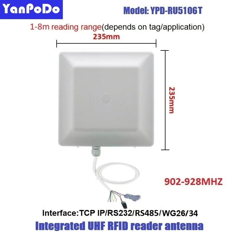 Imagem -06 - Yanpodo 10m Tcp ip Rfid Leitor de Longa Distância Usb Rs232 Wg26 Relé Sdk Livre para Estacionamento e Gestão de Armazém