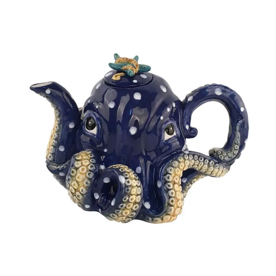 

Sky Ceramics Navy Blue Octopus Whimsical Teapot TPot, 23306