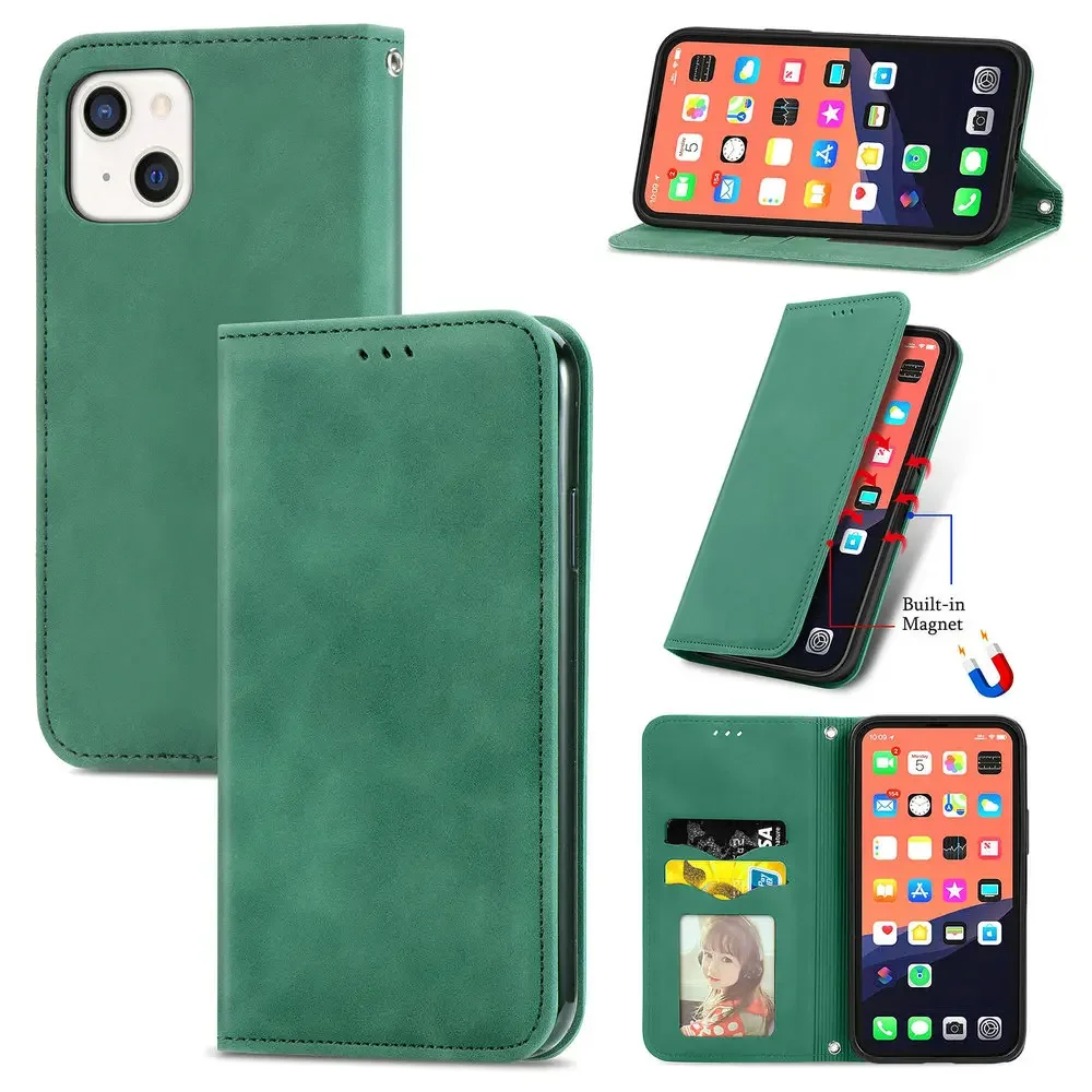 Dla iPhone 16 Pro Max 5G 2024 Premium Flip Case Smooth Leather Book Funda iPhone 16 Plus Etui iPhone 16 ProMax Wallet Cover Coque