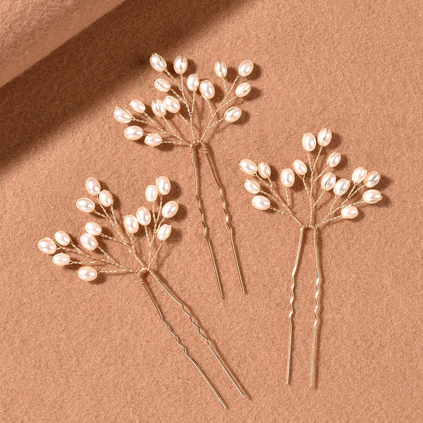 3-teiliges Haarnadel-Set aus Legierung mit Perlen, luxuriöses, glänzendes, rutschfestes Styling-Zubehör für Hochzeit, Brautparty, Frauen und Mädchen, 11 x 6 cm – Detail 2
