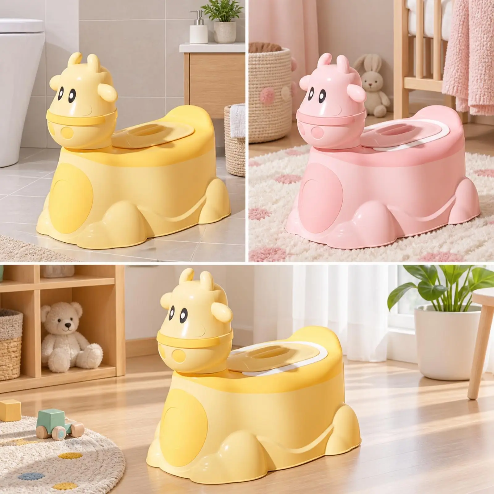 Children Toilet Training Potty with Pull Out Drawer Animal Design for Toddler Boys Girls Home Use